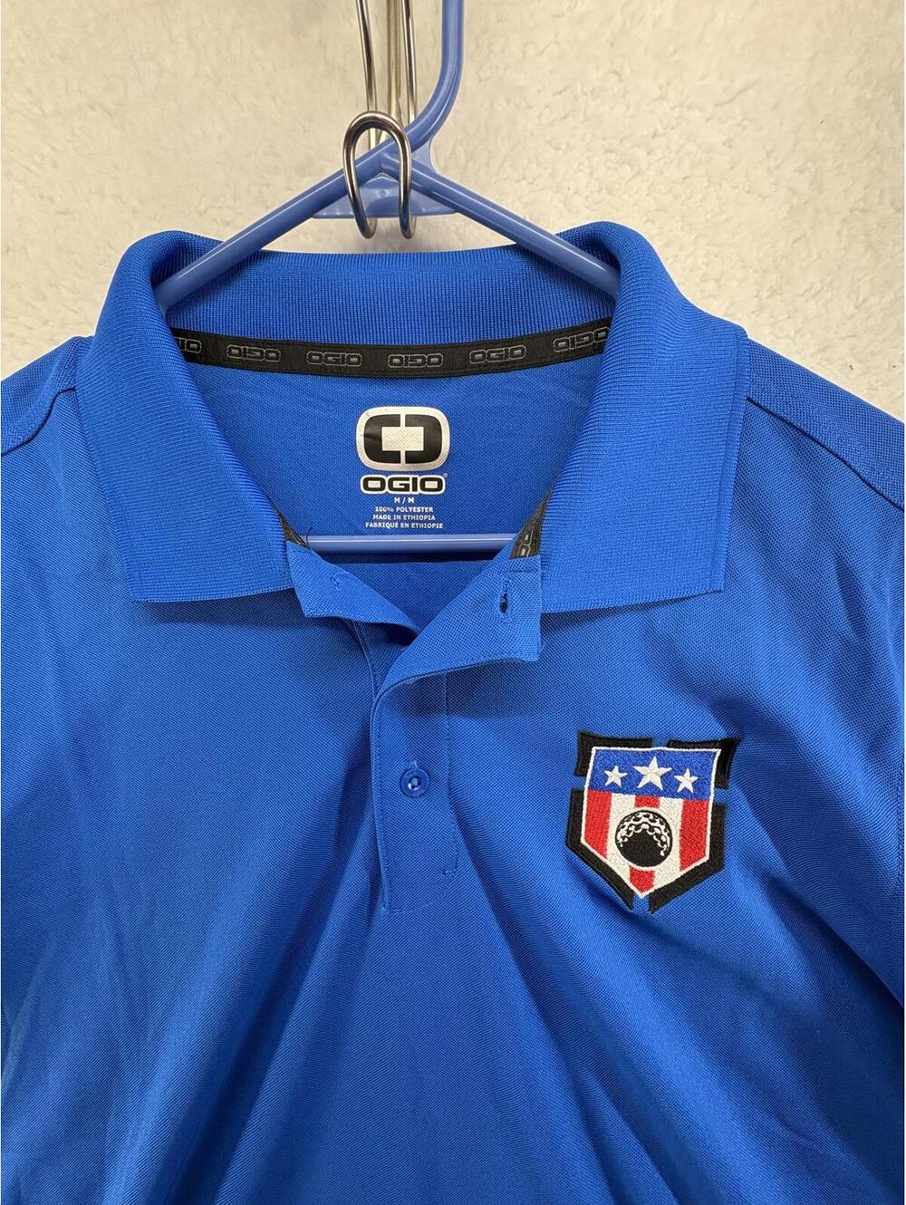Ogio Performance Golf Polo Mens Medium Flag Golf Patch Short Sleeve Wicking